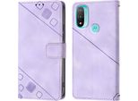Custodia Per Motorola Moto E30 E40 E20 In Rilievo Custodia A Portafoglio In Pelle Flip Con Funzione Stand Viola
