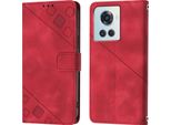 Custodia Per Oneplus Ace 5G In Rilievo Custodia A Portafoglio In Pelle Flip Con Supporto Rosso