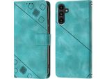 Custodia Per Samsung Galaxy A14 5G In Rilievo Custodia Portafoglio In Pelle Flip Con Funzione Stand Verde