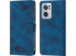 Custodia Per Oneplus Nord Ce 2 5G In Rilievo Custodia A Portafoglio In Pelle Flip Con Funzione Stand Blu