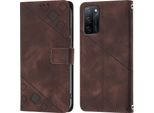 Custodia Per Oppo A55S 5G In Rilievo Custodia A Portafoglio In Pelle Flip Con Funzione Stand Brown