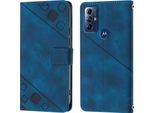 Custodia Per Motorola Moto G Play 2023/G Power 2022 In Rilievo Custodia A Portafoglio In Pelle Flip Con Funzione Stand Blu