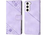 Custodia Per Samsung Galaxy S23 In Rilievo Custodia A Portafoglio In Pelle Flip Con Funzione Stand Viola