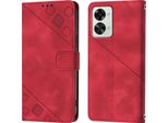 Custodia Per Oneplus Nord 2T 5G In Rilievo Custodia A Portafoglio In Pelle Flip Con Funzione Stand Rosso