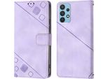 Custodia Per Samsung Galaxy A32 4G In Rilievo Custodia A Portafoglio In Pelle Flip Con Funzione Stand Viola
