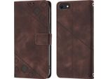 Custodia Per Iphone Se (2022) Se 2020 8 7 In Rilievo Custodia A Portafoglio In Pelle Flip Con Funzione Di Supporto Marrone