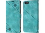 Custodia Per Iphone Se (2022) Se 2020 8 7 In Rilievo Custodia A Portafoglio In Pelle Flip Con Funzione Di Supporto Verde