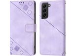 Custodia Per Samsung Galaxy S22 5G In Rilievo Custodia A Portafoglio In Pelle Flip Con Funzione Di Supporto Viola