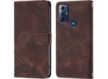 Custodia Per Motorola Moto G Play 2023/G Power 2022 In Rilievo Custodia A Portafoglio In Pelle Flip Con Funzione Stand Brown
