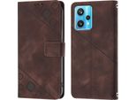 Custodia Per Oppo Realme 9 Pro 5G/Oneplus Nord Ce 2 Lite 5G In Rilievo Custodia A Portafoglio In Pelle Flip Con Funzione Stand Brown