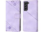 Custodia Per Samsung Galaxy S21 Fe In Rilievo Custodia A Portafoglio In Pelle Flip Con Funzione Stand Viola