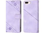 Custodia Per Iphone 8 Plus/7 Plus/6S Plus/6 Plus In Rilievo Custodia A Portafoglio In Pelle Flip Con Funzione Stand Viola