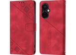 Custodia Per Oneplus Nord Ce 3 In Rilievo Custodia A Portafoglio In Pelle Flip Con Funzione Stand Rosso