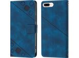 Custodia Per Iphone 8 Plus/7 Plus/6S Plus/6 Plus In Rilievo Custodia Portafoglio In Pelle Flip Con Funzione Stand Blu