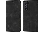 Custodia Per Samsung Galaxy S21 Fe In Rilievo Custodia A Portafoglio In Pelle Flip Con Funzione Stand Nero