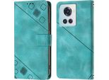 Custodia Per Oneplus Ace 5G In Rilievo Custodia A Portafoglio In Pelle Flip Con Funzione Stand Verde