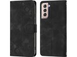 Custodia Per Samsung Galaxy S21 Plus 5G In Rilievo Custodia A Portafoglio In Pelle Flip Con Funzione Stand Nero