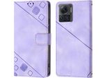 Custodia Per Motorola Moto X30 Pro 5G In Rilievo Custodia A Portafoglio In Pelle Flip Con Funzione Stand Viola