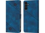 Custodia Per Samsung Galaxy A13 5G/A04/M13 5G/A04E In Rilievo Custodia A Portafoglio In Pelle Flip Con Supporto Blu