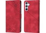 Custodia Per Samsung Galaxy A54 5G In Rilievo Custodia A Portafoglio In Pelle Flip Con Funzione Stand Rosso