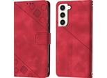 Custodia Per Samsung Galaxy S23 In Rilievo Custodia A Portafoglio In Pelle Flip Con Funzione Stand Rosso