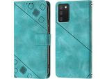Custodia Per Samsung Galaxy A03S In Rilievo Custodia A Portafoglio In Pelle Flip Con Funzione Stand Verde