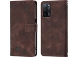 Custodia Per Oppo A55 5G/A54 4G/A16 4G/A16S/A55 4G/A54S/A56 5G/Realme V11 5G Custodia A Portafoglio In Pelle In Rilievo Con Funzione Stand Brown