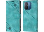 Custodia Per Xiaomi Redmi 12C In Rilievo Custodia Portafoglio In Pelle Flip Con Funzione Stand Verde