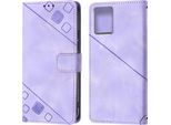 Custodia Per Motorola Moto G 5G 2023 In Rilievo Custodia A Portafoglio In Pelle Flip Con Funzione Stand Viola