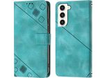 Custodia Per Samsung Galaxy S23 In Rilievo Custodia A Portafoglio In Pelle Flip Con Funzione Stand Verde