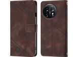 Custodia Per Oneplus 11 Custodia A Portafoglio In Pelle In Rilievo Con Funzione Di Supporto Marrone