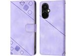 Custodia Per Oneplus Nord Ce 3 In Rilievo Custodia A Portafoglio In Pelle Flip Con Funzione Stand Viola