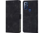 Custodia Per Motorola Moto G Play 2023/G Power 2022 In Rilievo Custodia A Portafoglio In Pelle Flip Con Funzione Di Supporto Nero