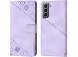 Custodia Per Samsung Galaxy S21 5G In Rilievo Custodia A Portafoglio In Pelle Flip Con Funzione Di Supporto Viola