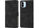 Cover Per Xiaomi Redmi A1 Embossed Flip Leather Wallet Case Con Stand Nero