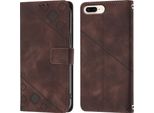 Custodia Per Iphone 8 Plus/7 Plus/6S Plus/6 Plus In Rilievo Custodia A Portafoglio In Pelle Flip Con Supporto Marrone