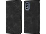 Custodia Per Motorola Moto G62 5G In Rilievo Custodia A Portafoglio In Pelle Flip Con Supporto Nero