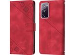 Custodia Per Samsung Galaxy S20 Fe In Rilievo Custodia A Portafoglio In Pelle Flip Con Funzione Stand Rosso