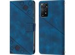 Custodia Per Xiaomi Redmi Note 11 Pro 5G/4G In Rilievo Custodia Portafoglio In Pelle Flip Con Funzione Stand Blu