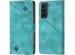 Custodia Per Samsung Galaxy S22 5G In Rilievo Custodia A Portafoglio In Pelle Flip Con Funzione Stand Verde