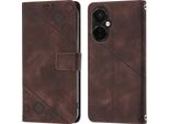 Custodia Per Oneplus Nord Ce 3 In Rilievo Custodia A Portafoglio In Pelle Flip Con Funzione Stand Marrone