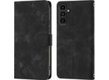 Custodia Per Samsung Galaxy A13 5G/A04/M13 5G/A04E In Rilievo Custodia Portafoglio In Pelle Flip Con Funzione Stand Nero