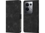 Custodia Per Oppo Reno8 Pro 5G In Rilievo Custodia A Portafoglio In Pelle Flip Con Funzione Stand Nero