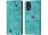 Custodia Per Motorola Moto G 5G 2022 In Rilievo Custodia A Portafoglio In Pelle Flip Con Funzione Stand Verde