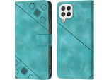 Custodia Per Samsung Galaxy A22 4G/F22/M22 In Rilievo Custodia A Portafoglio In Pelle Flip Con Funzione Stand Verde