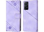 Custodia Per Xiaomi Redmi Note 11 Pro 5G/4G In Rilievo Custodia A Portafoglio In Pelle Flip Con Funzione Stand Viola