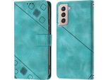 Custodia Per Samsung Galaxy S21 Plus 5G In Rilievo Custodia A Portafoglio In Pelle Flip Con Funzione Stand Verde