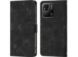 Cover Per Xiaomi Redmi 10A Embossed Flip Leather Wallet Case Con Stand Nero