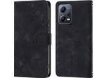 Custodia Per Xiaomi Redmi Note 12 In Rilievo Custodia A Portafoglio In Pelle Flip Con Funzione Stand Nero