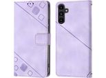 Custodia Per Samsung Galaxy A13 5G/A04/M13 5G/A04E In Rilievo Custodia A Portafoglio In Pelle Flip Con Funzione Stand Viola